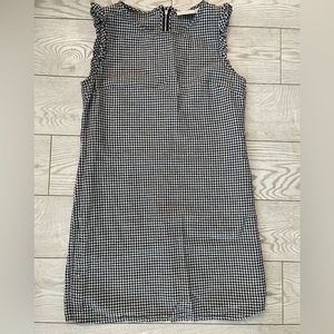 Plaid linen knee length dress with ruffled shoulders - Cynthia rowley